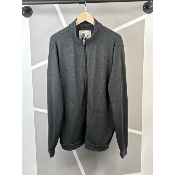 LinkSoul Heather Gray Full Zip Sweater Luxury Cotton Men’s Large Casual - Picture 1 of 13